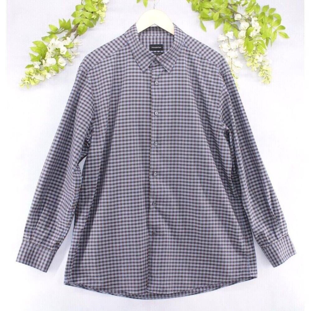 Ermenegildo Zegna Blue Gray Centoquaranta Twill Check Plaid Button Down Shirt